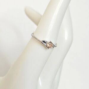18k white gold plated morganite stone ring size 6.5